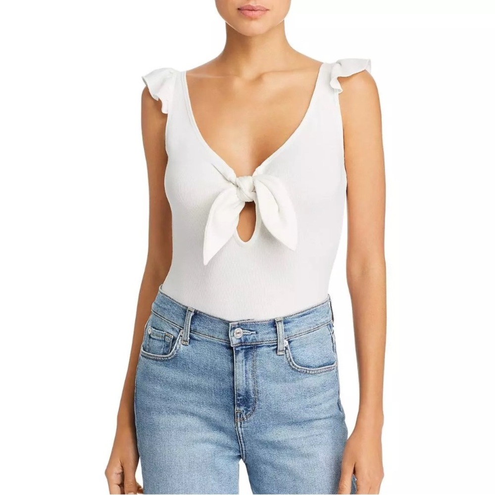 Sage White Ruffle Sleeve bodysuit